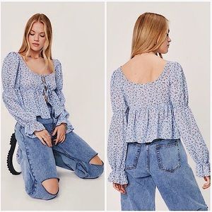 NASTY GAL | Y2K FLORAL COTTAGECORE TIE FRONT TOP